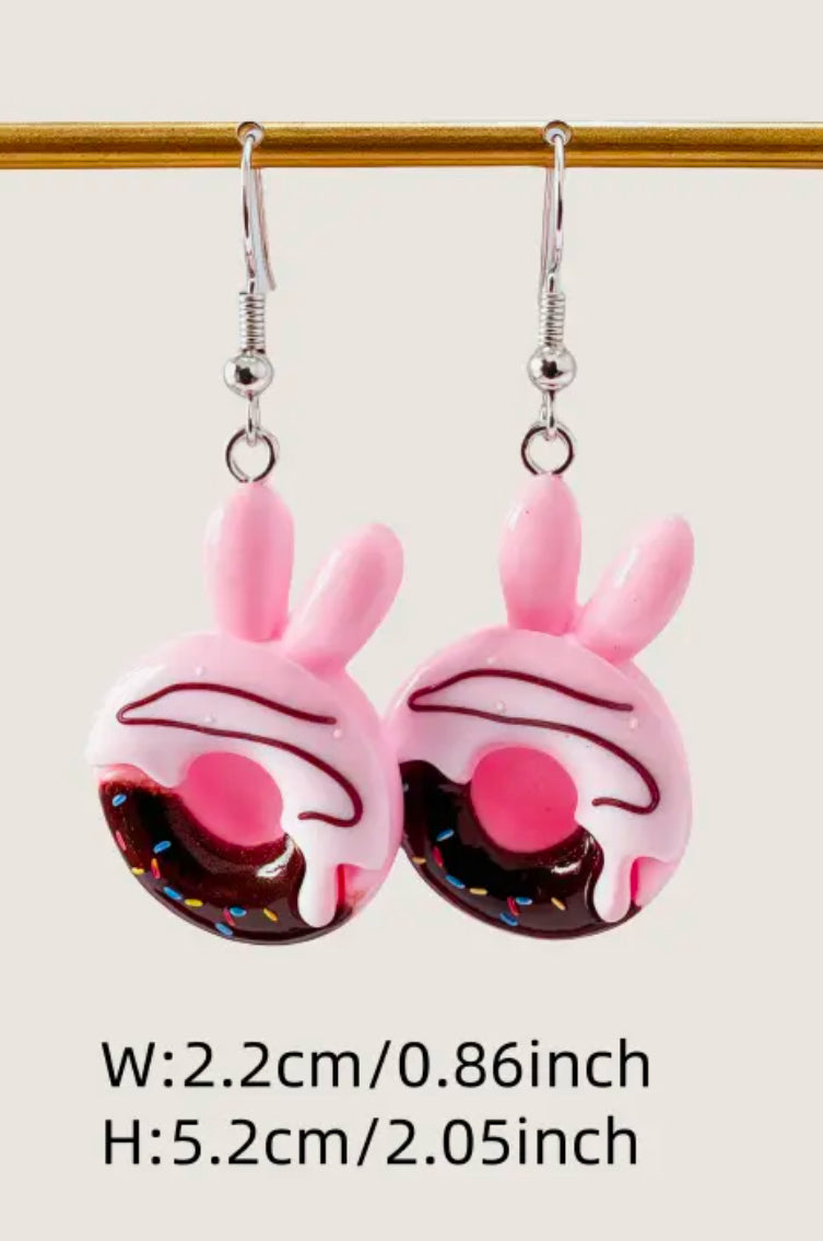 Boucles d'oreilles en forme de donut en forme de lapin