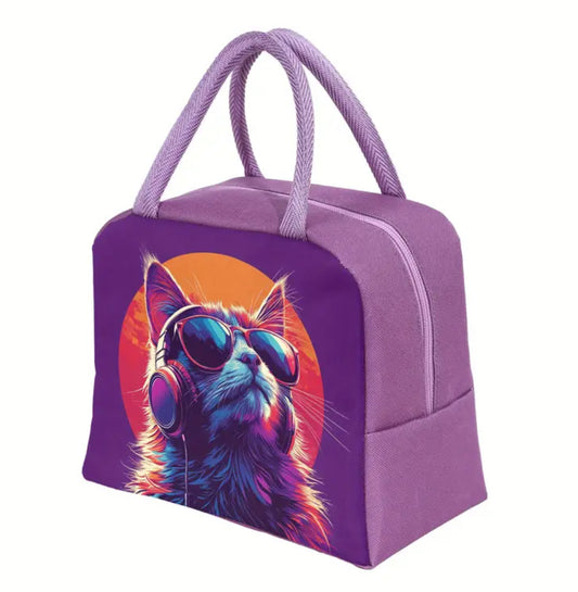 Cat with sunglasses lunch bag