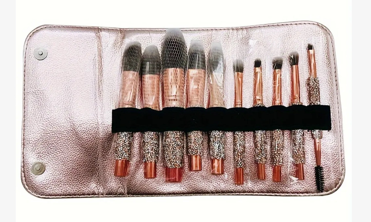 Glitter make-up brushes and pouch set