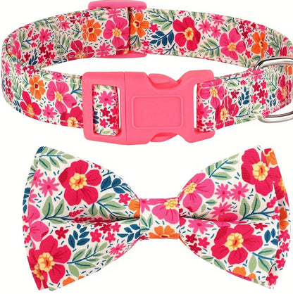 Fabric bow collar for dog or cat