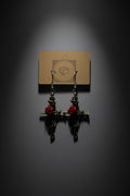 Cross vine and rose earrings