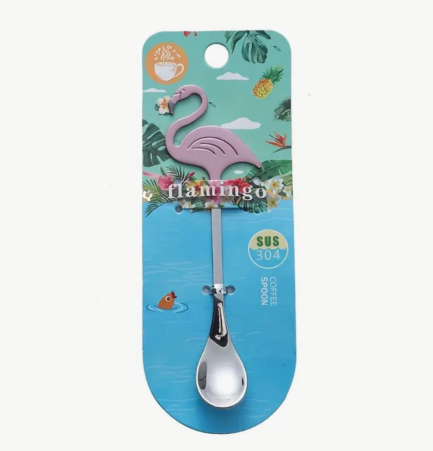 Cuillère à café flamant rose en acier inoxydable