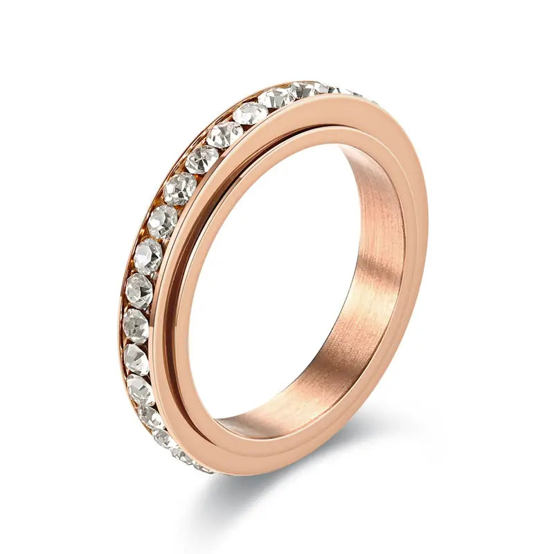 Diamanté Fidget Ring (Gold or Rose Gold)