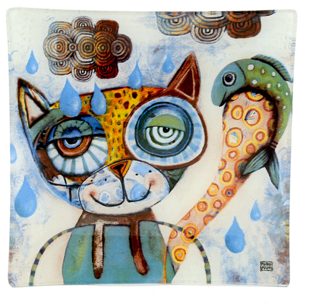 Assiette carrée en verre OWL