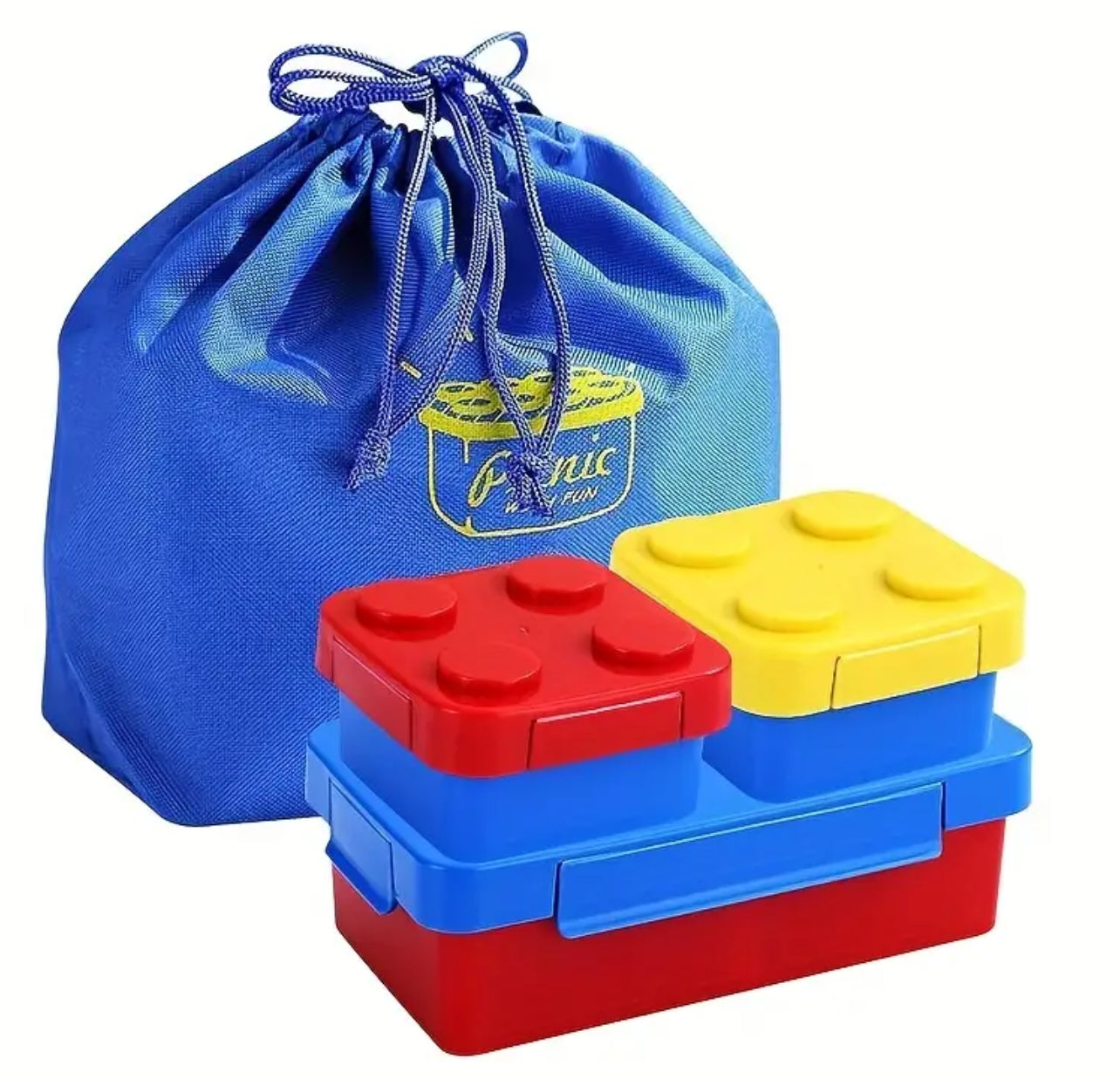 Boîte à lunch avec sac en blocs de construction