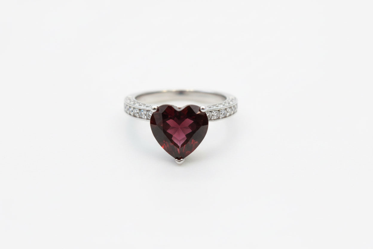 Red Zircon Heart Ring