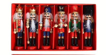 Wooden Nutcracker Christmas Ornament ( Set of 6)