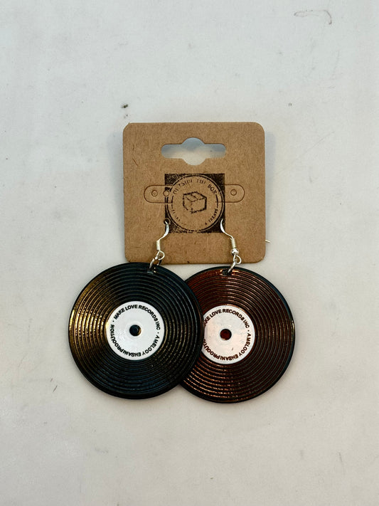 Vinyl record sterling silver earrings