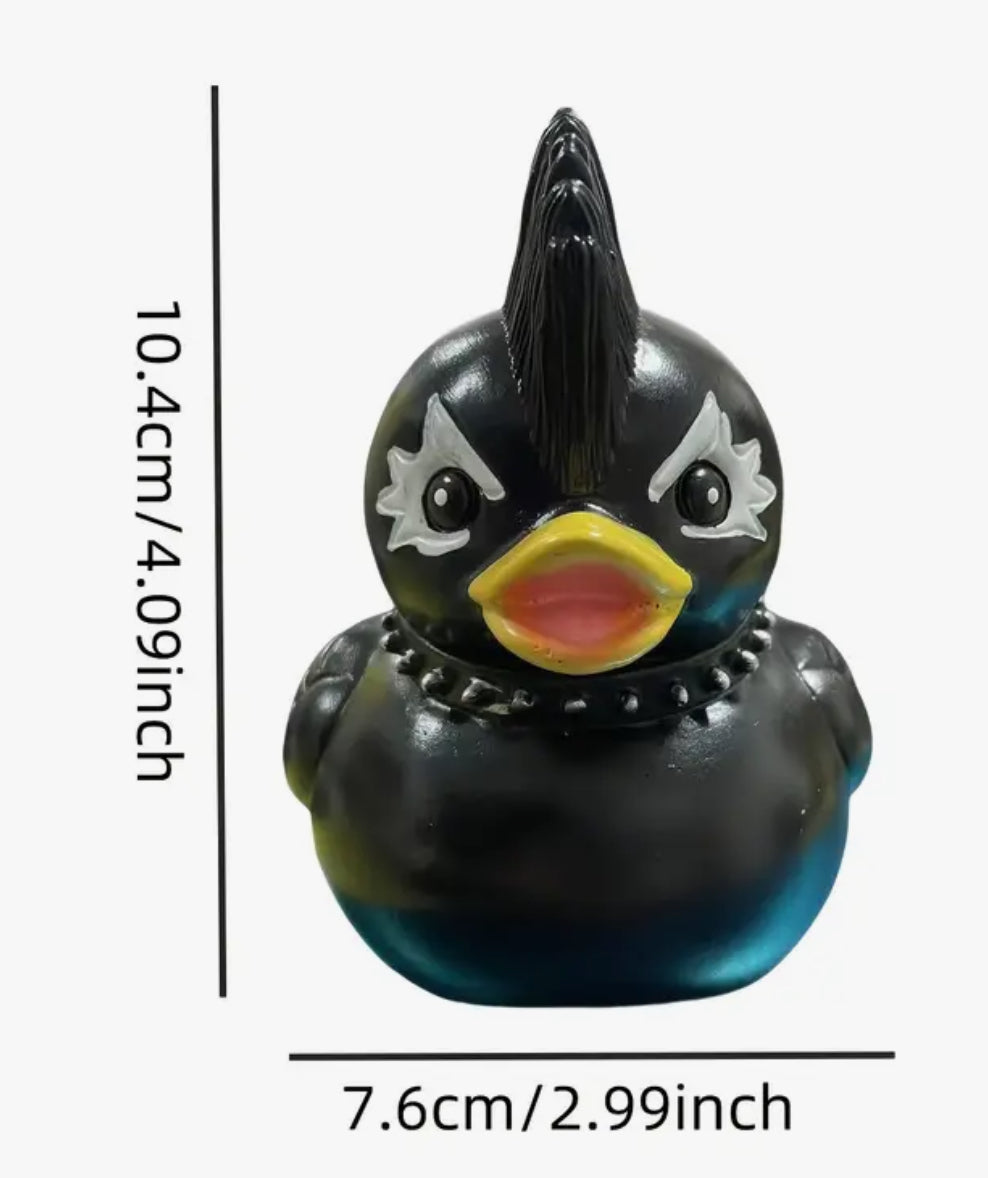 Canard en caoutchouc noir avec Mohawk