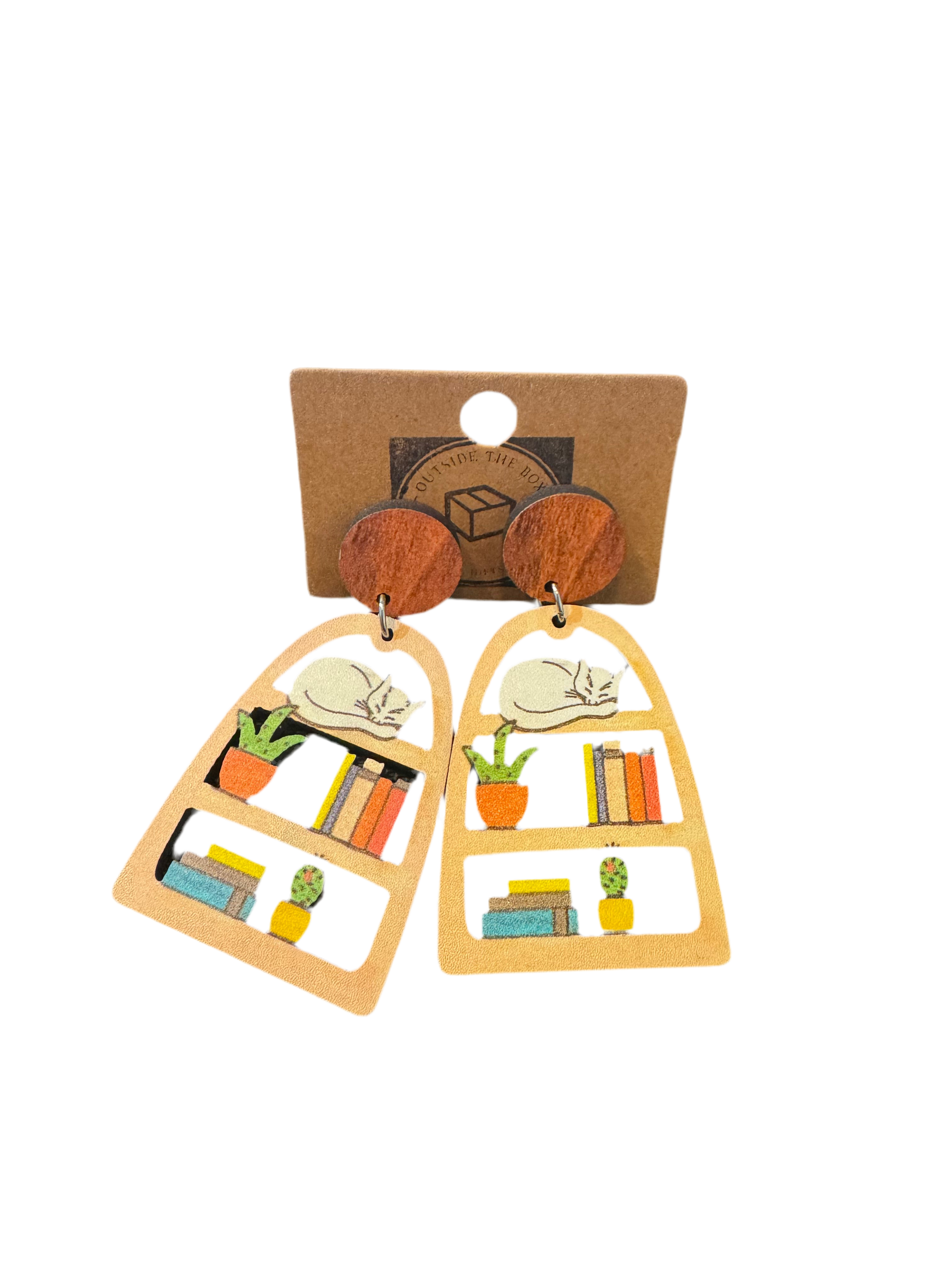 Cat bookshelf earrings