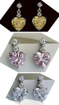 Boucles d'oreilles cœur en pierres précieuses plaquées argent