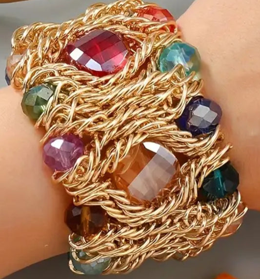 Multicoloured crystal bangle