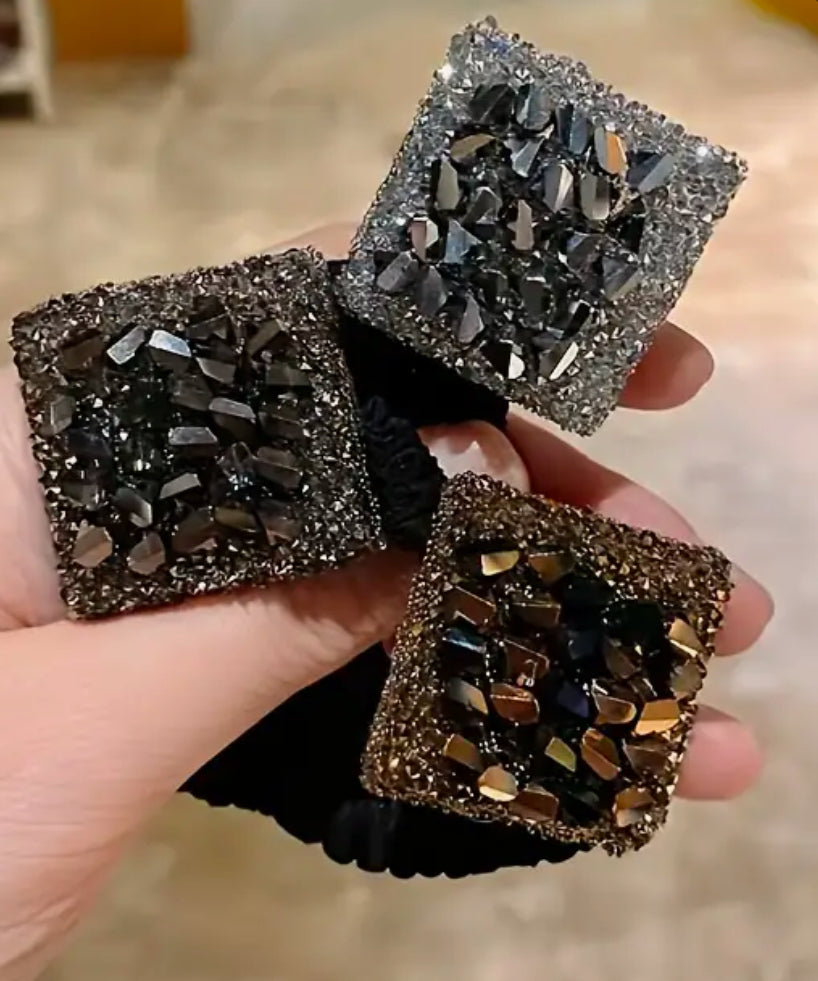 Square Diamonte hair tie (3 choices)