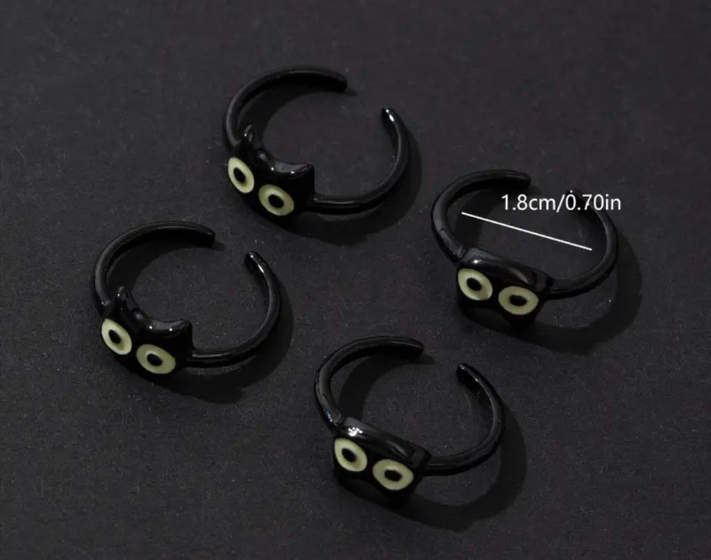 Bague ajustable chat noir