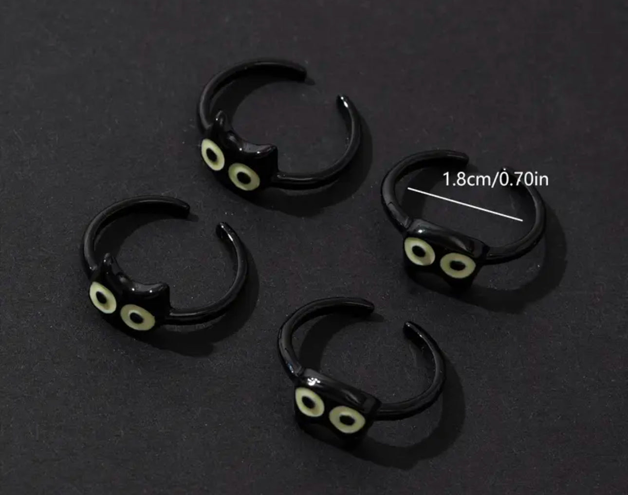 Bague ajustable chat noir