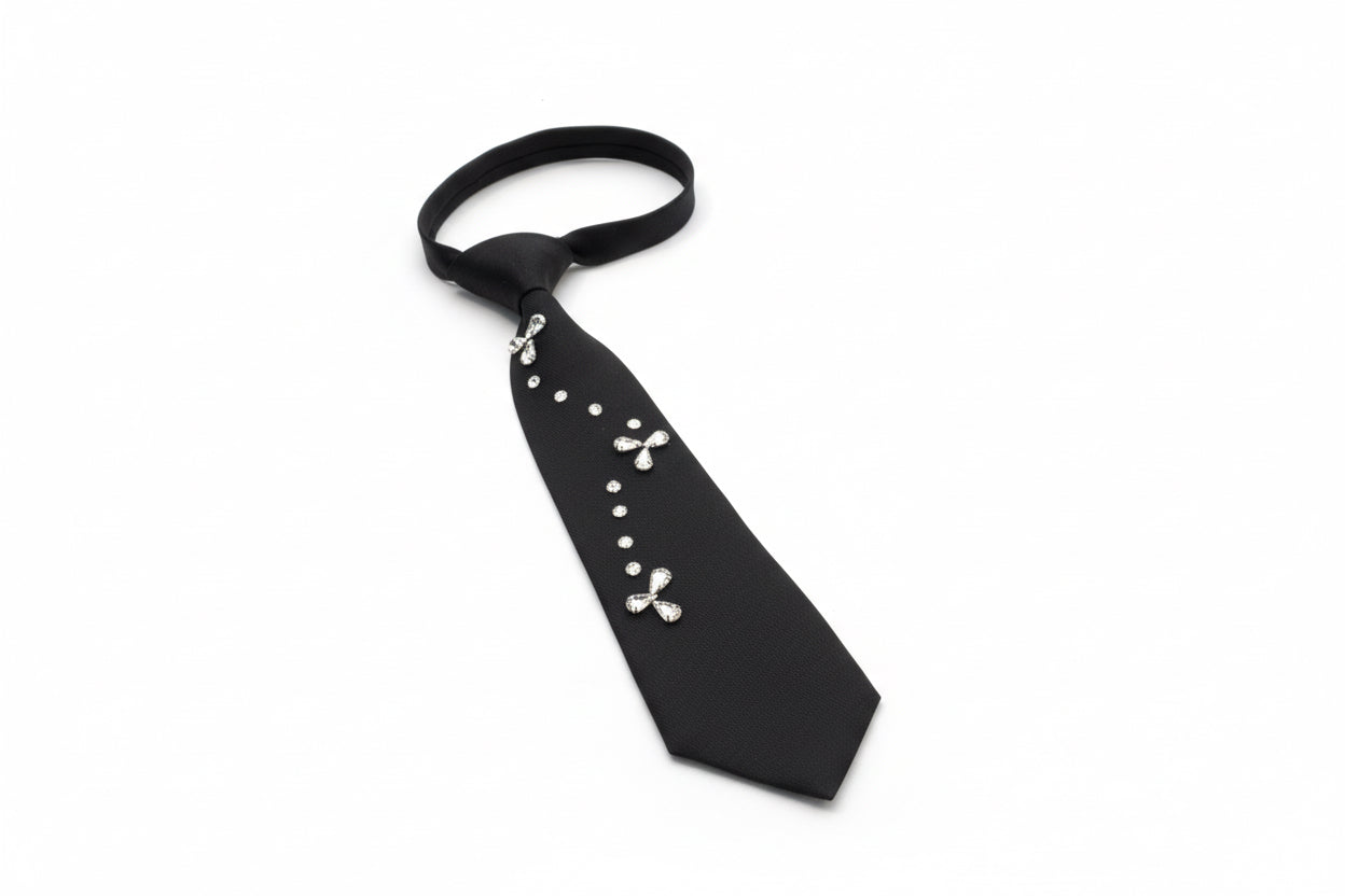 Black tie with Diamante Embellishments unisex