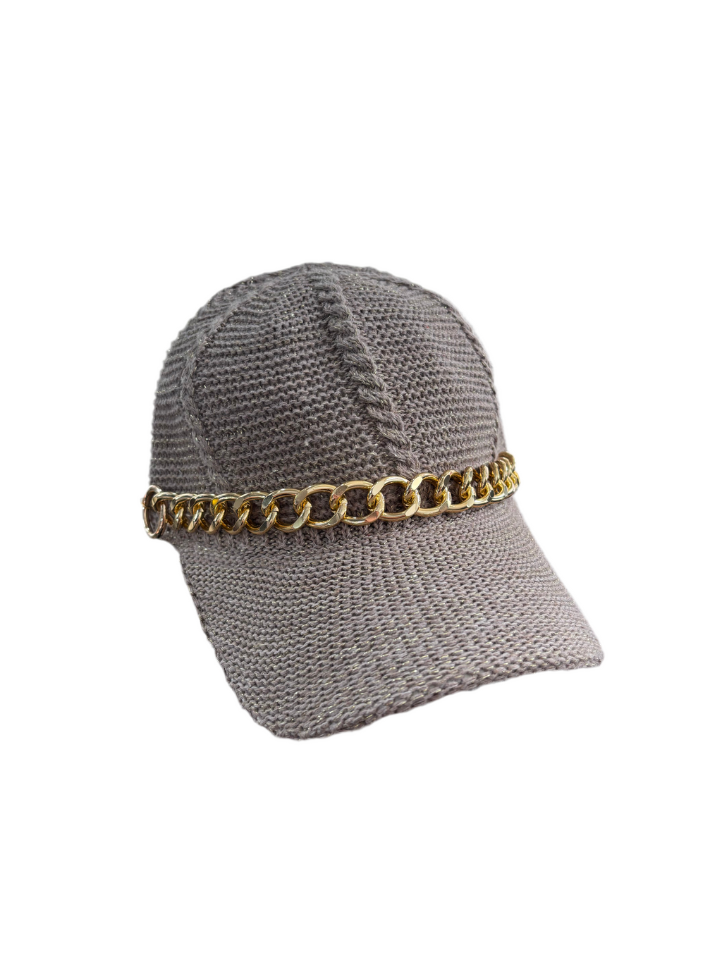 Crochet Cap with gold chain detail