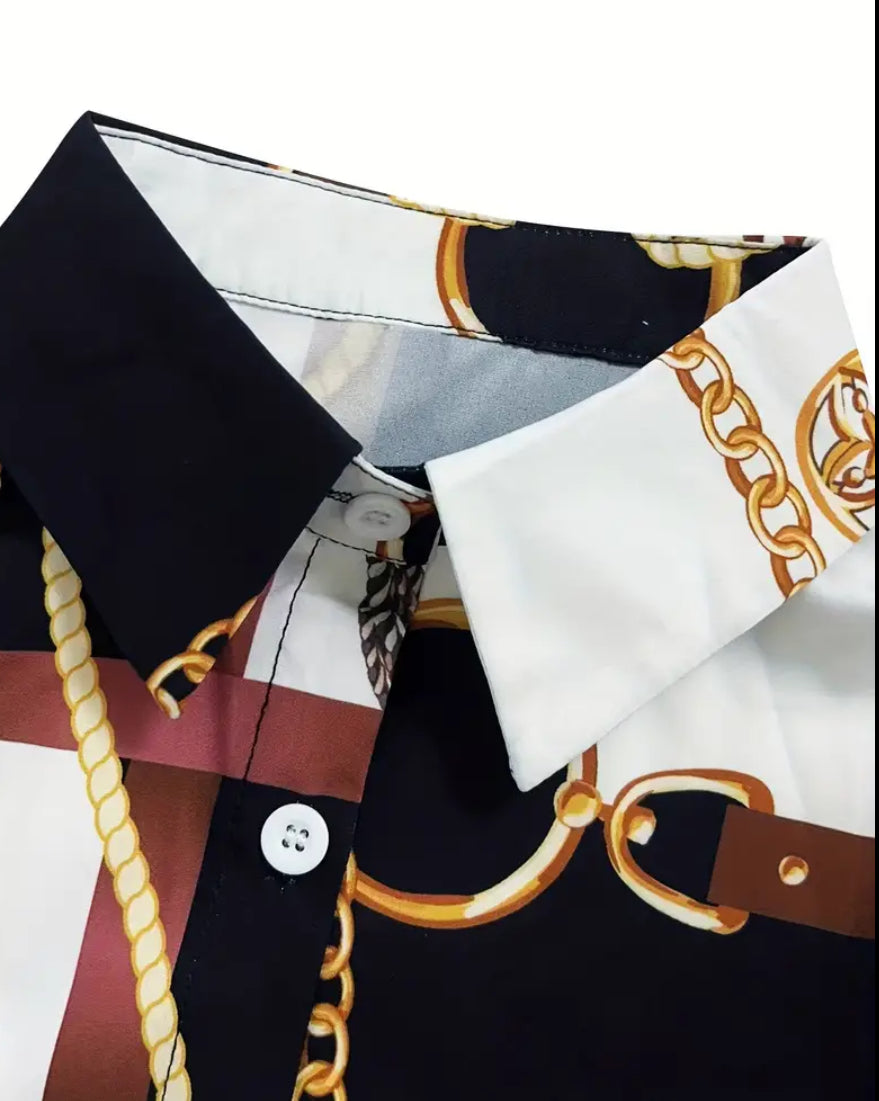 Chemise à col imprimé chaîne