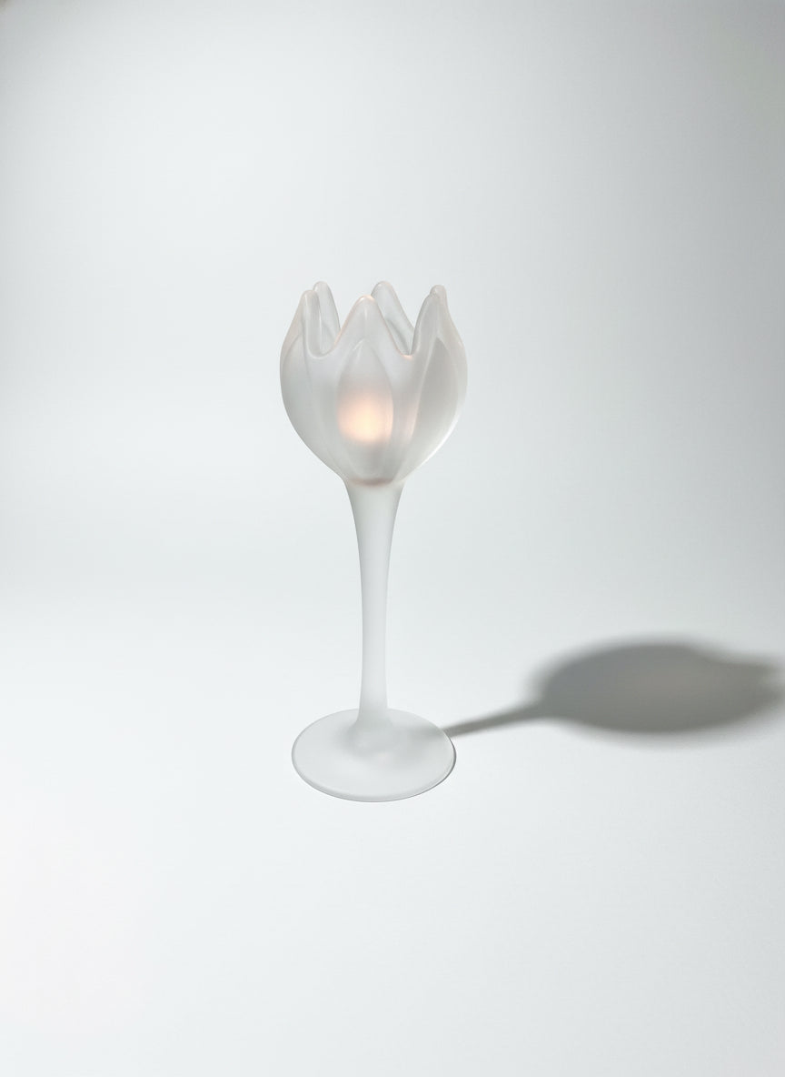 Frosted Glass Tulip Candlestick