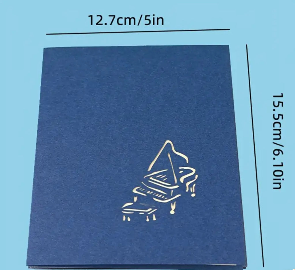 Carte de vœux 3D - Piano bleu