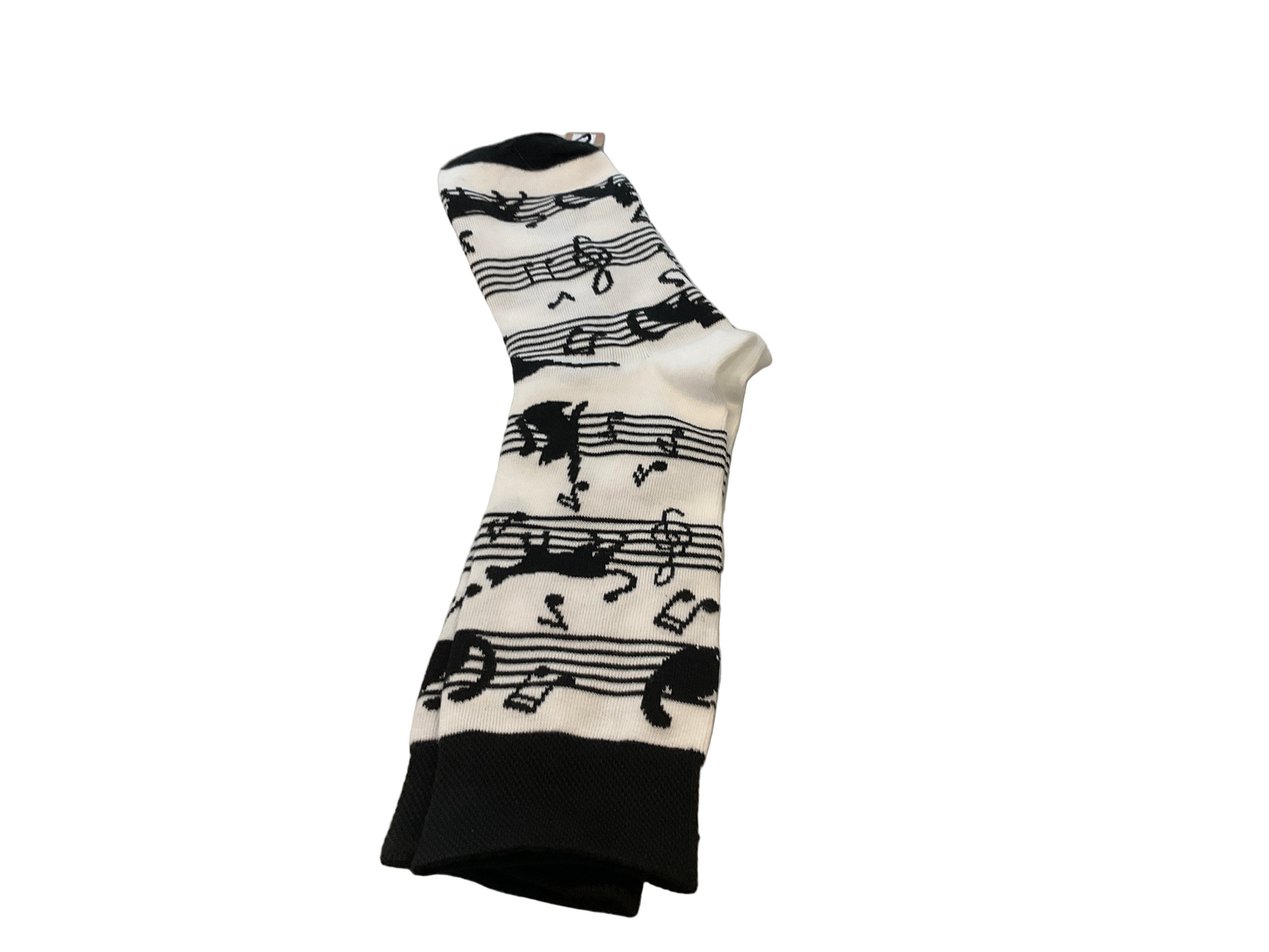 Cat music note socks - white and black