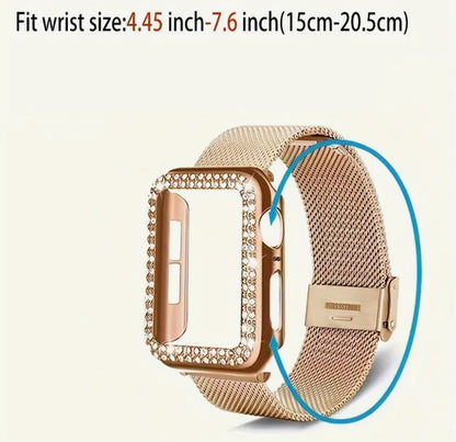 Rose Gold Stainless Steel Mesh Apple Watch Strap & Case 38mm