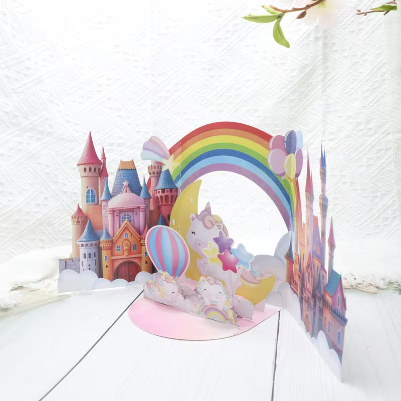 3D Castle Rainbow Birthday Card
