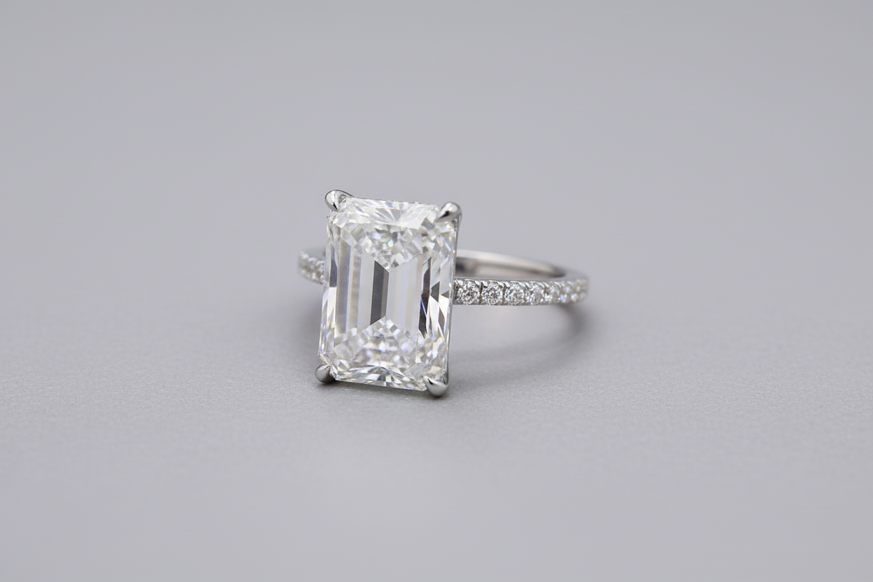 The Radiant Emerald Pavé Ring