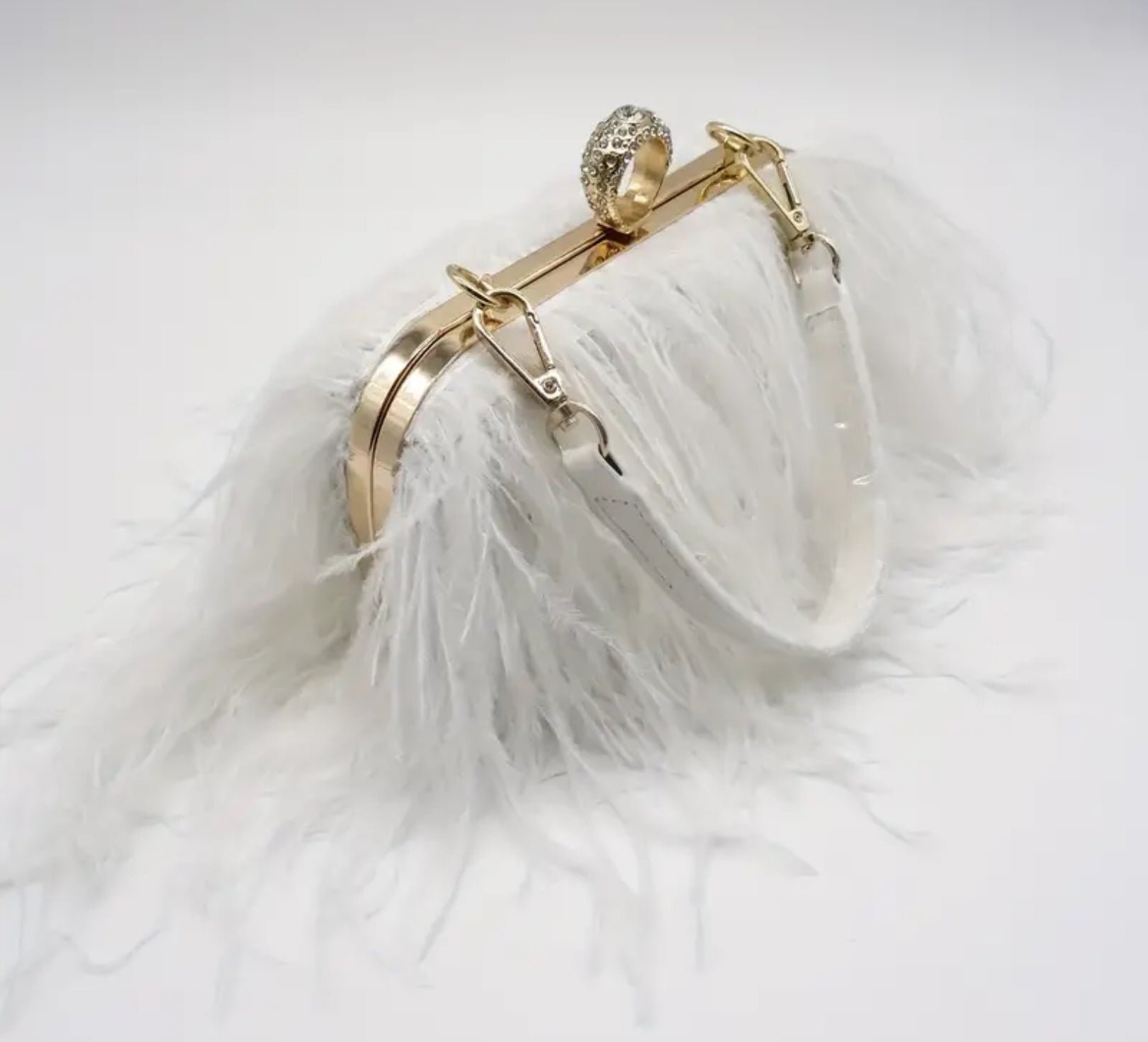 White Ostrich Feather Bag