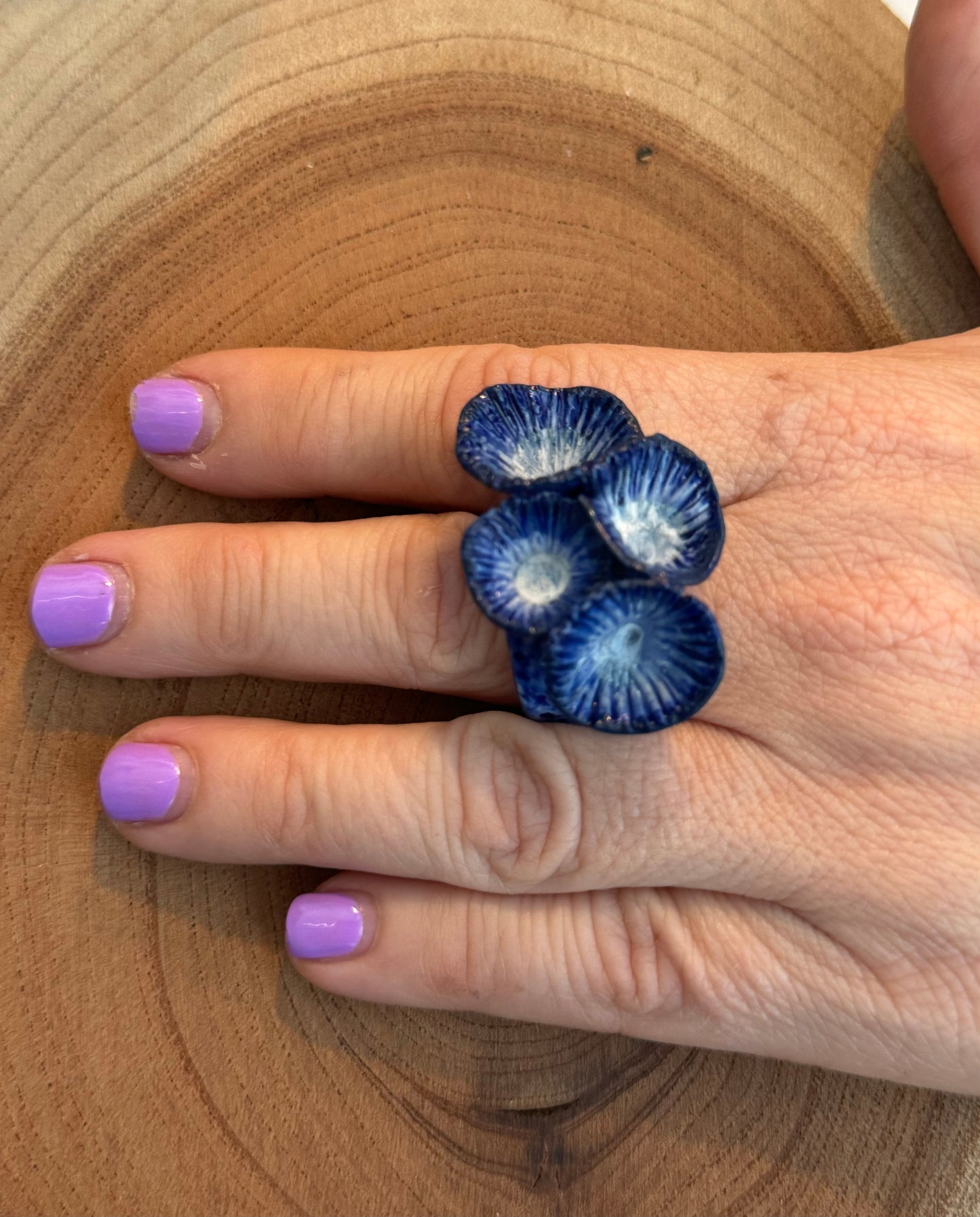 Locally Handmade Blue Glazed Ceramic Ring