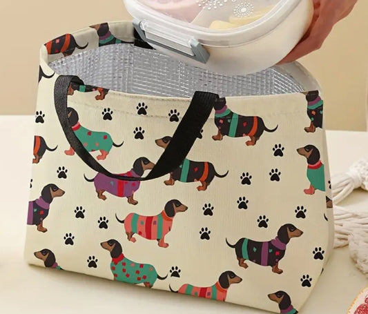 Dachshund in Sweaters insulated lunch bag