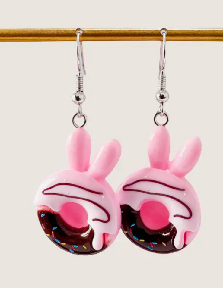 Boucles d'oreilles en forme de donut en forme de lapin
