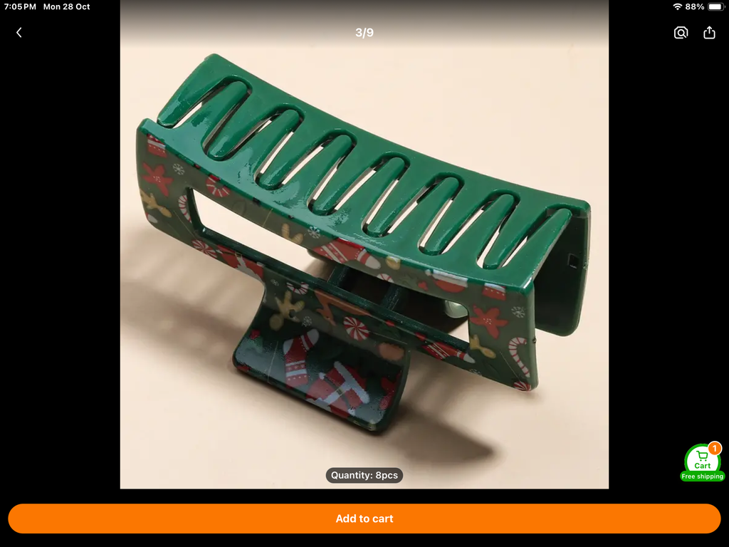 Pince à cheveux griffe de Noël