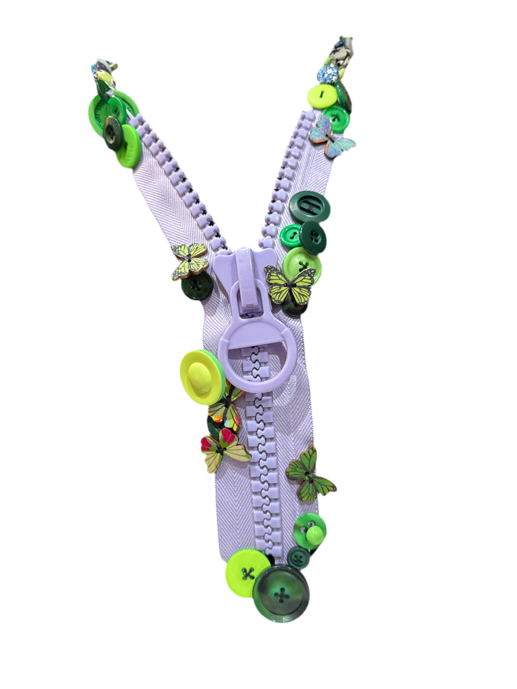 Handmade zip button necklace