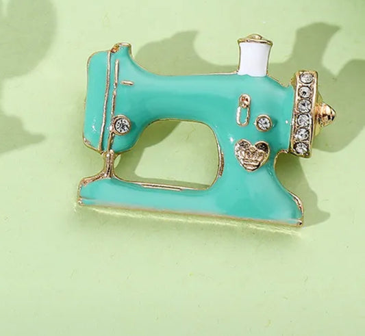 Vintage Turquoise Sewing Machine Brooch