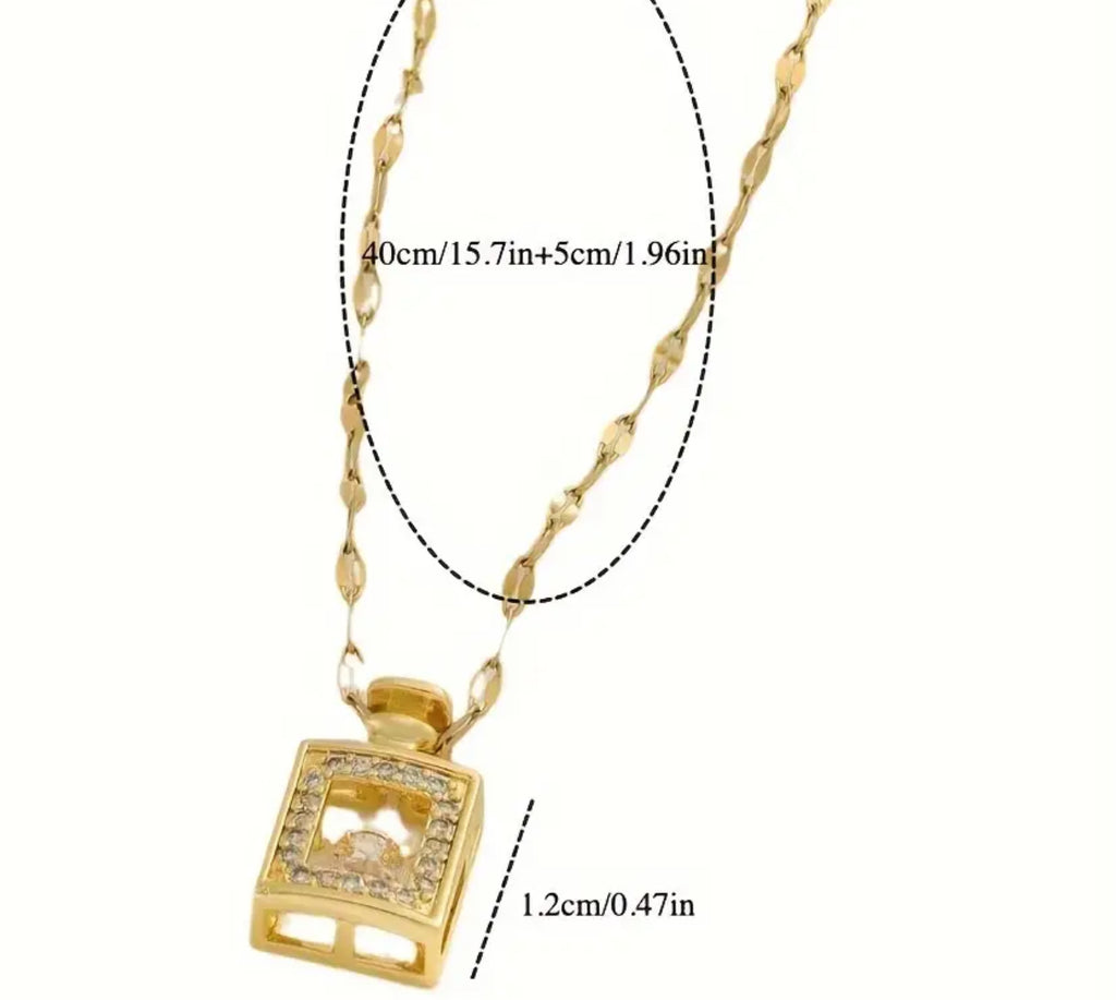 Collier bouteille de parfum en acier inoxydable