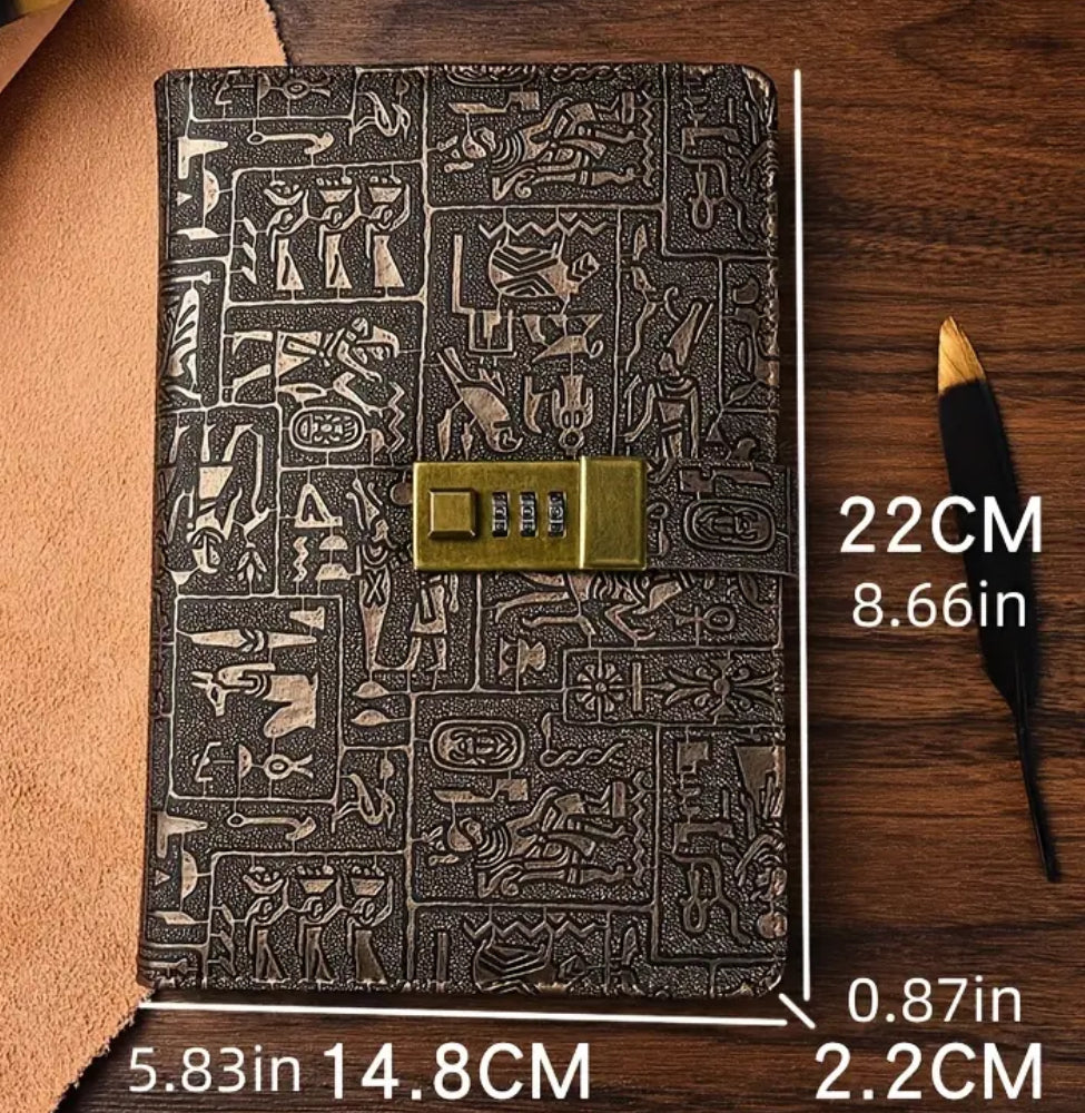 Embossed Ancient Egyptian Locked A5 ruled journal