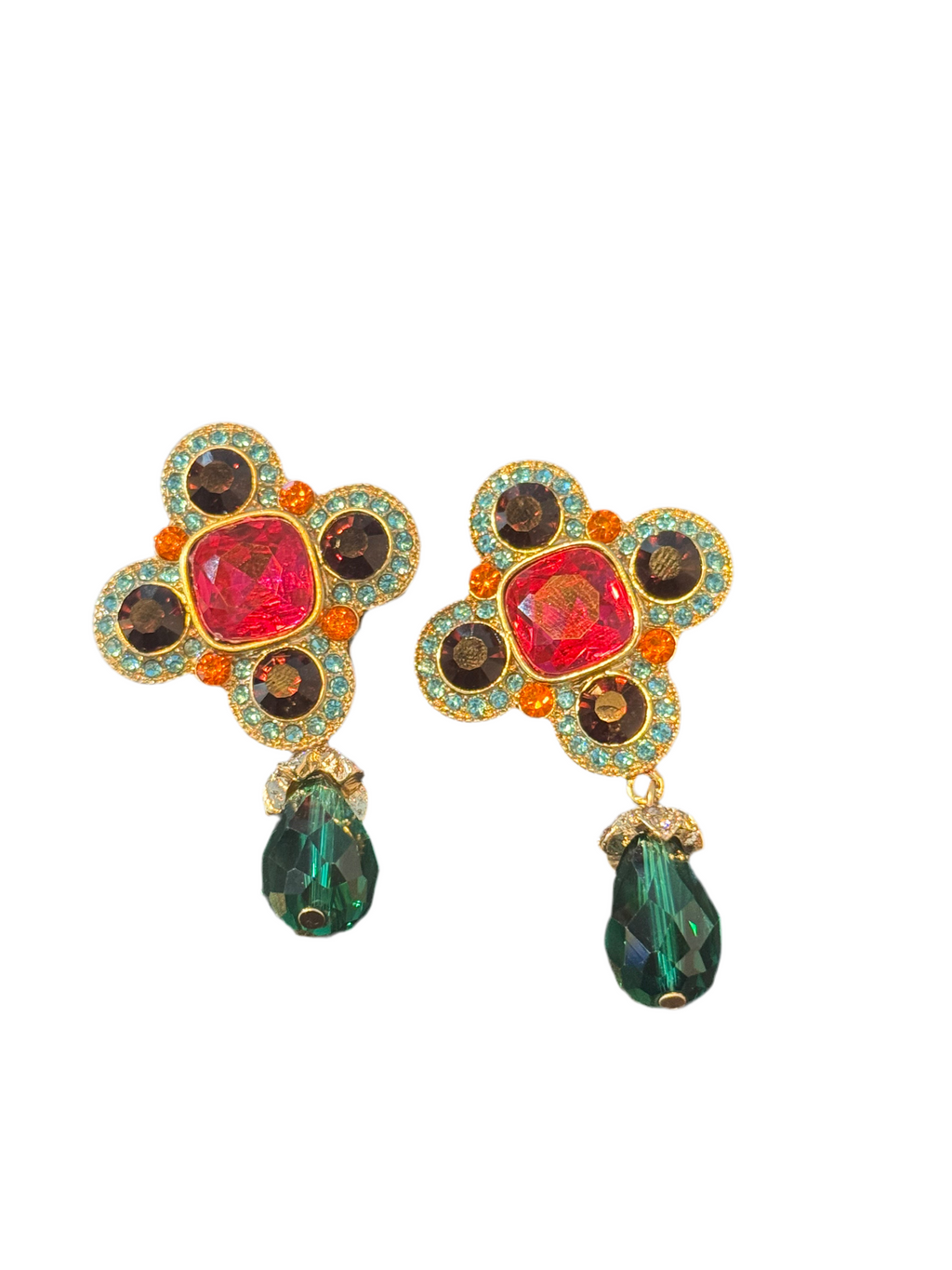 Multi color gem earrings