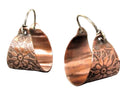 Copper Floral Hoop Earrings