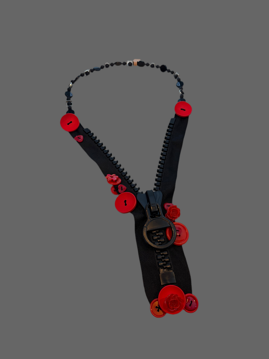 Collier zippé et rose artisanal