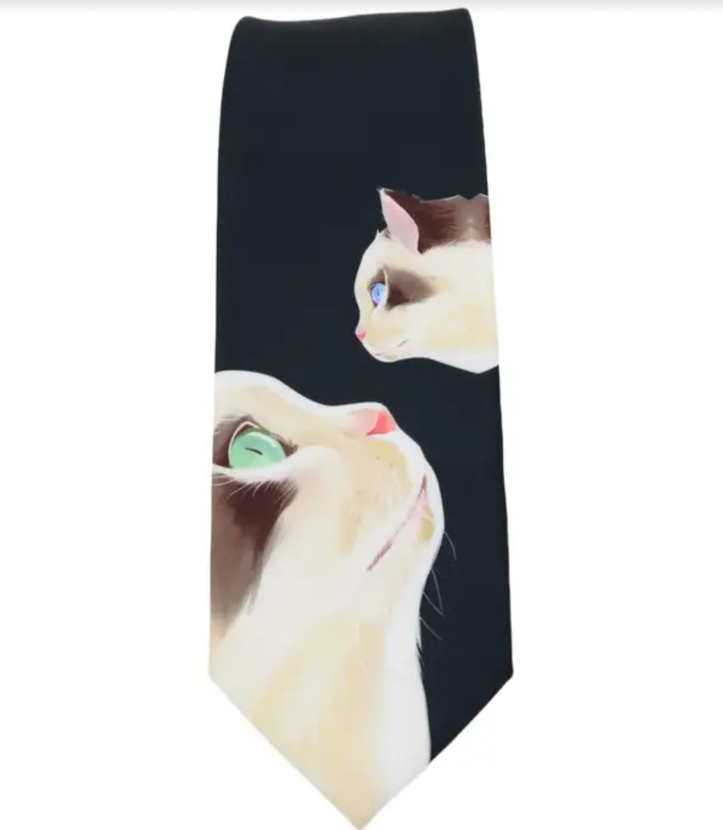 Cats mother kitten business neck tie