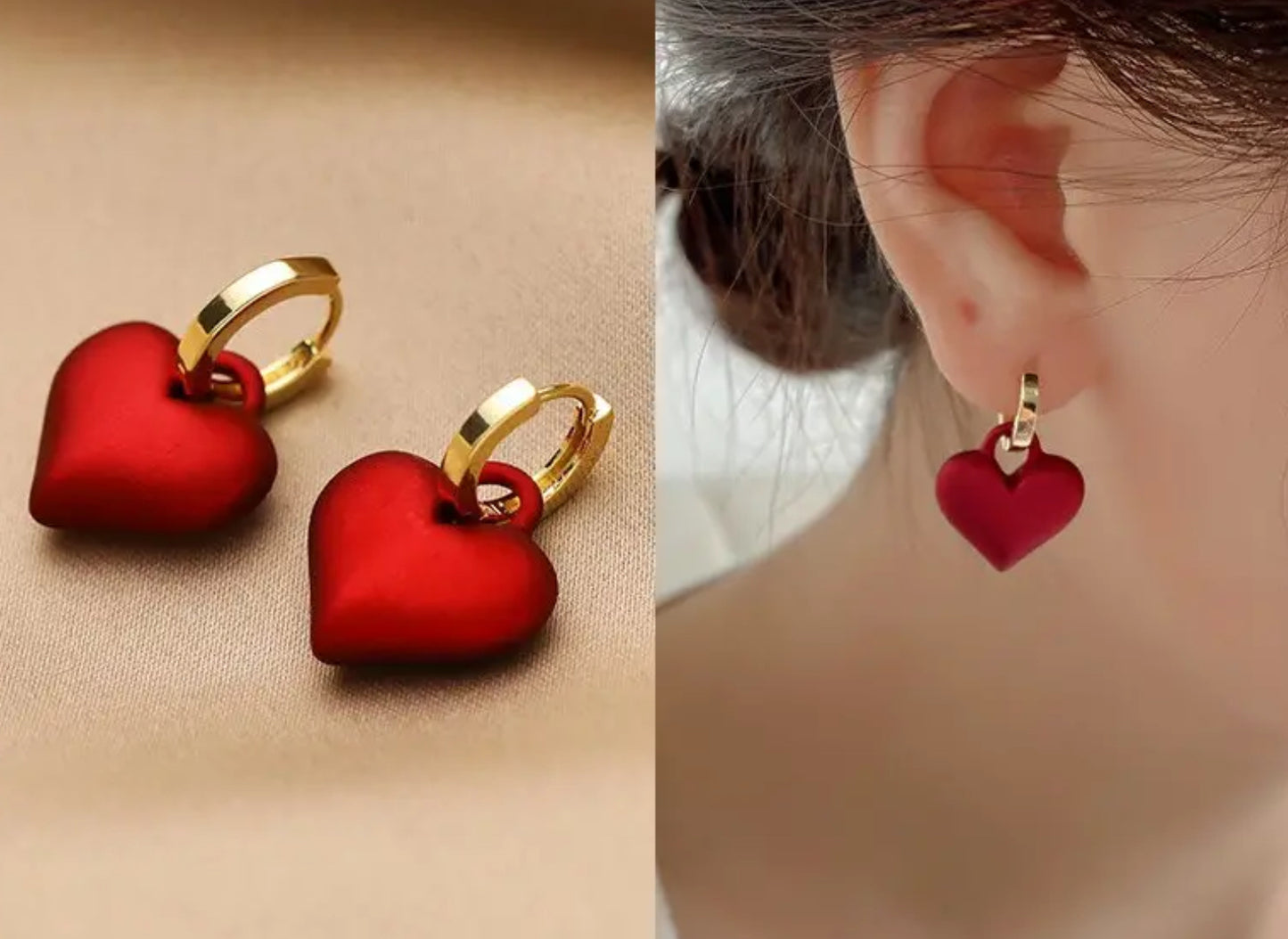 Red Heart Golden Sleeper Studs