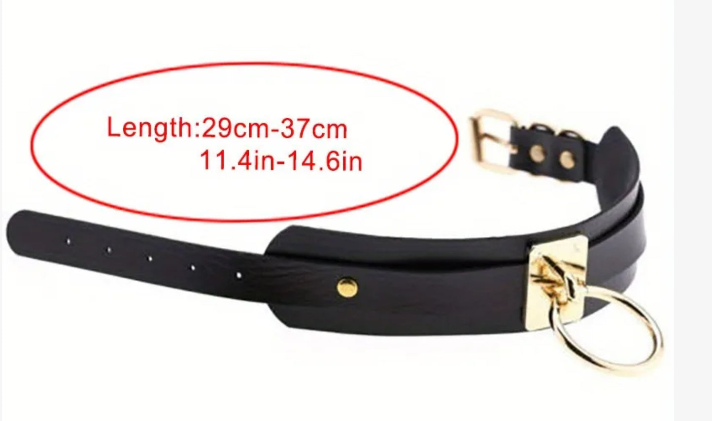 Black Leatherette pet collar with metal features