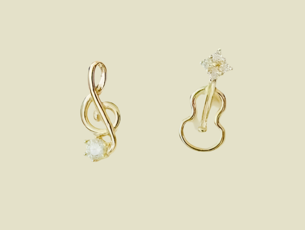 Boucles d'oreilles guitare plaquées or