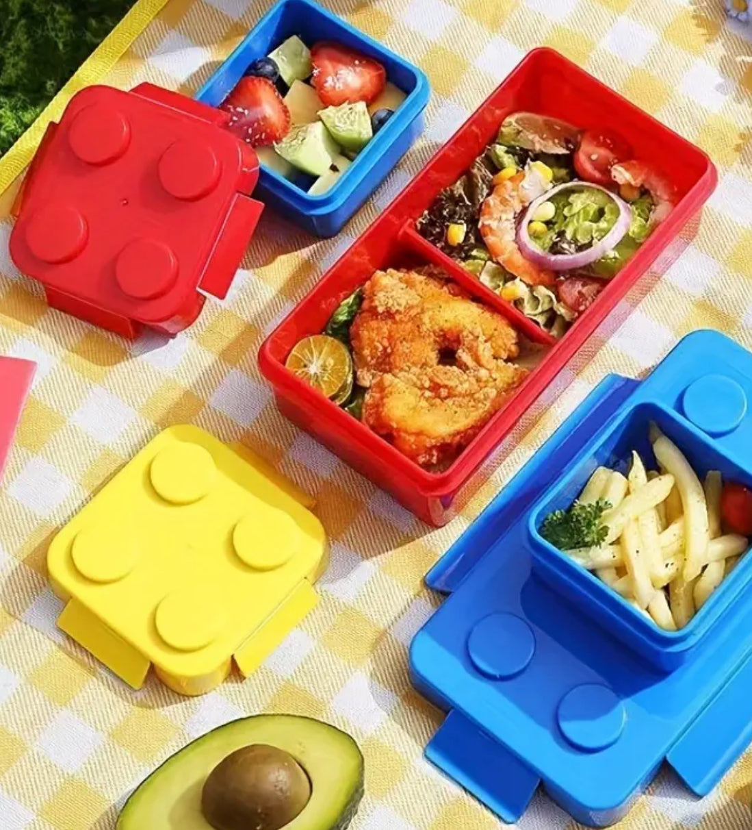 Boîte à lunch avec sac en blocs de construction