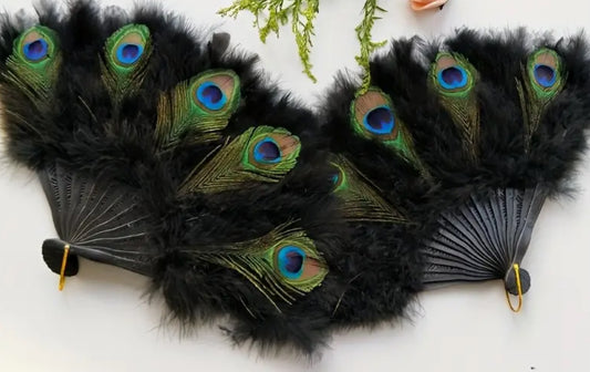 Peacock Feather Fan - Black