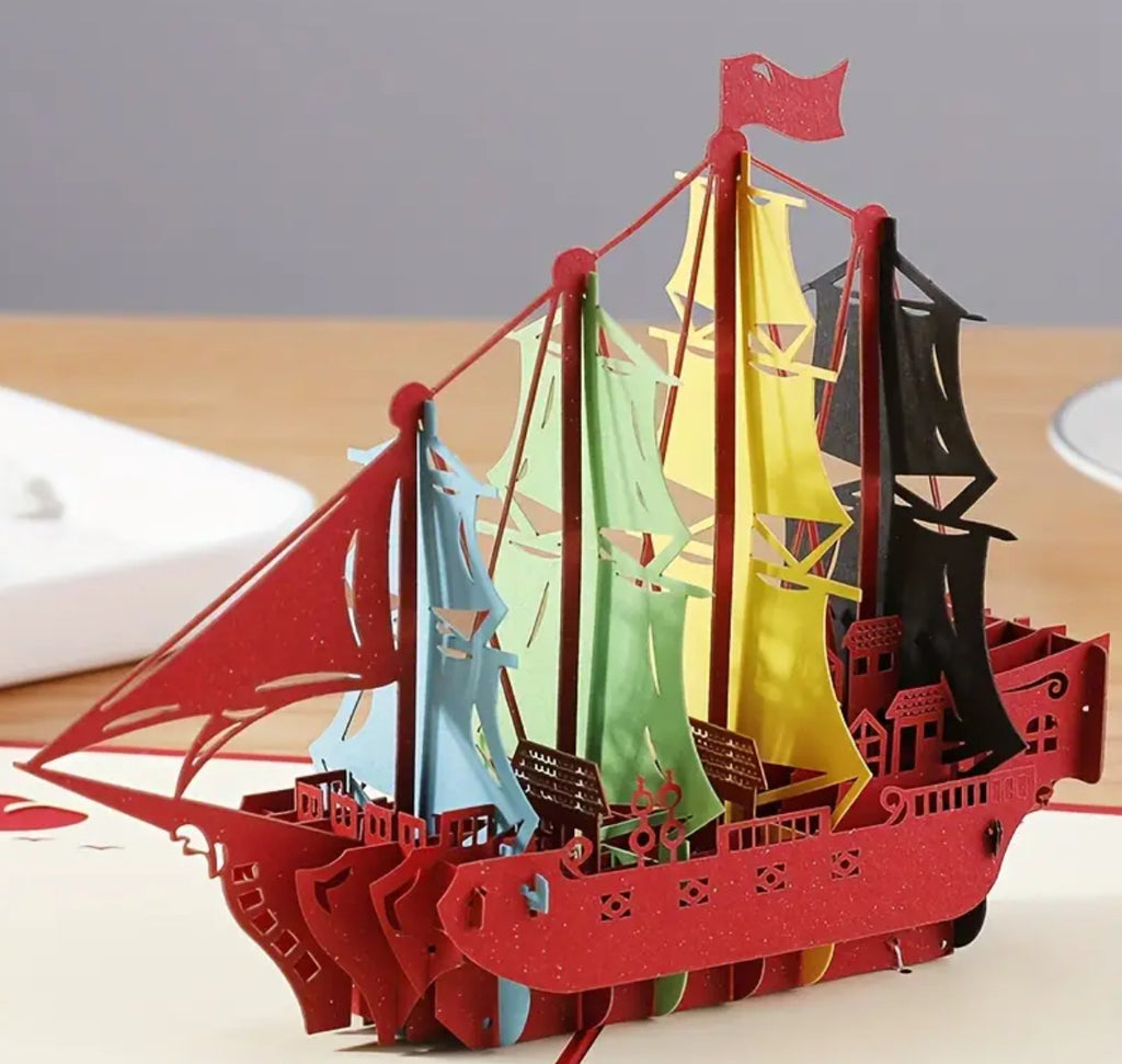 Carte de vœux 3D - Bateau à voile