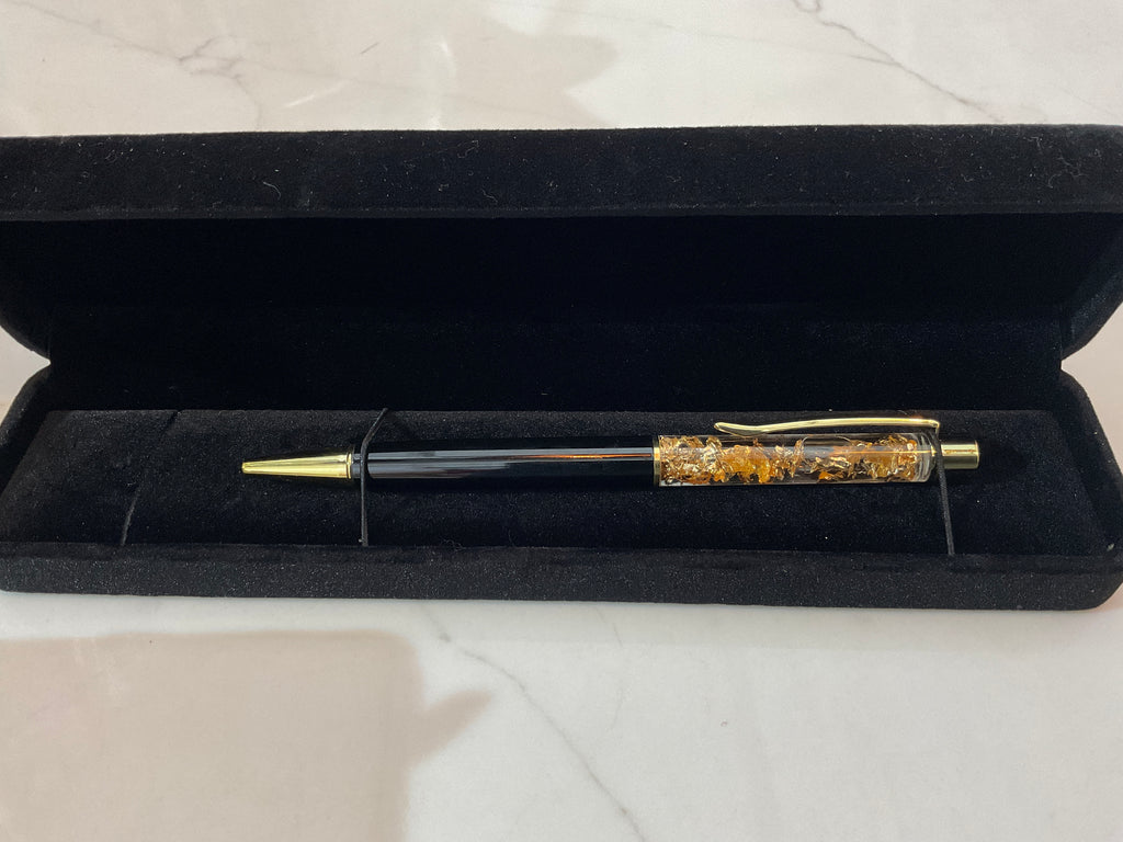 Stylo à bille à poussière d'or flottante