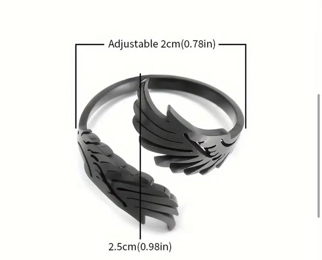 Bague ailes d'ange en acier inoxydable
