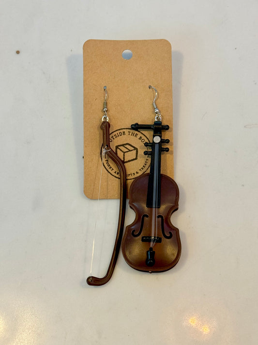 Violin sterling silver earrings